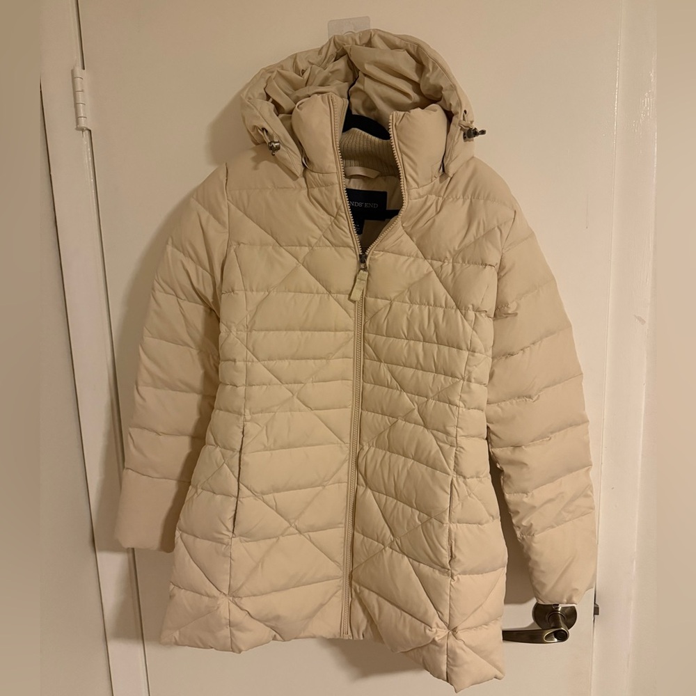 Lands' End Women's Beige Puffer Coat
